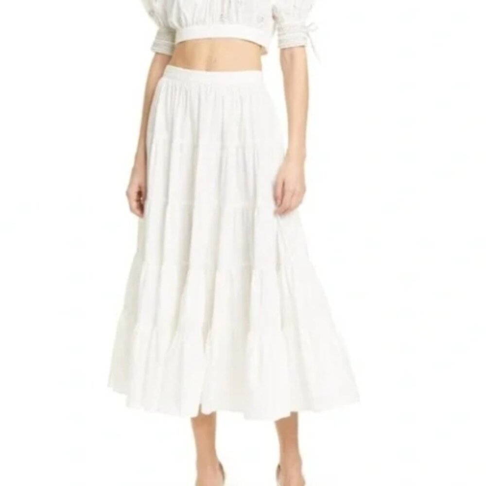 Ulla Johnson Sylvie Tiered Cotton Skirt